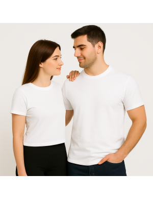 Beyaz Unisex Avrupa Kalıp Tişört | %100 Pamuk | Headwear