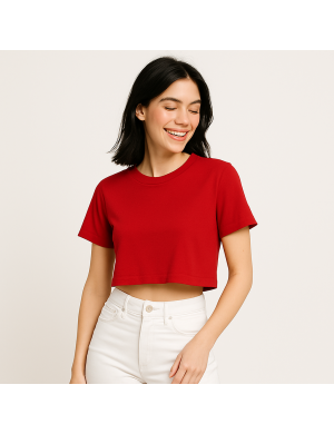Kırmızı Kadın Oversize Crop Top Modelleri | Headwear Kalitesi ve Şıklığı