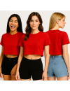 Kırmızı Kadın Oversize Crop Top Modelleri | Headwear Kalitesi ve Şıklığı