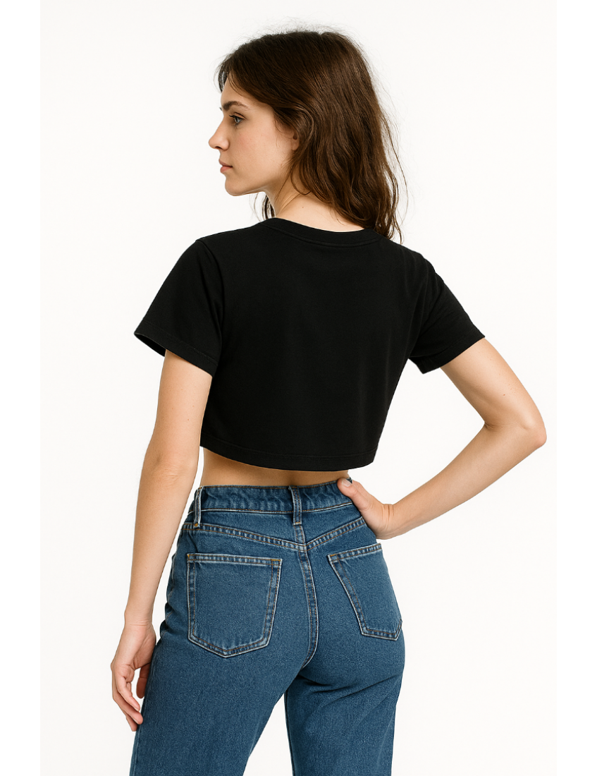 Siyah Kadın Oversize  Crop Top Modelleri | Headwear Kalitesi ve Şıklığı |İpek Apre