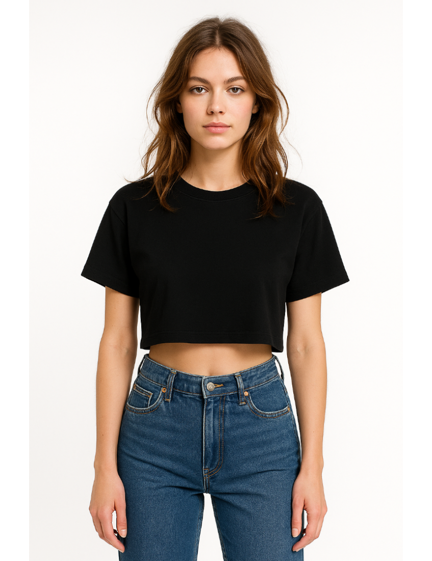 Siyah Kadın Oversize  Crop Top Modelleri | Headwear Kalitesi ve Şıklığı |İpek Apre