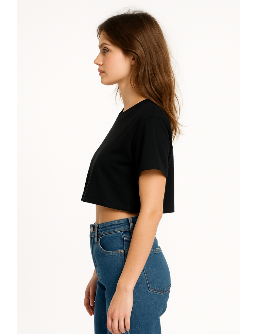 Siyah Kadın Oversize  Crop Top Modelleri | Headwear Kalitesi ve Şıklığı |İpek Apre