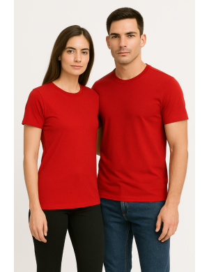 Kırmızı Unisex Avrupa Kalıp Tişört | %100 Pamuk | Headwear