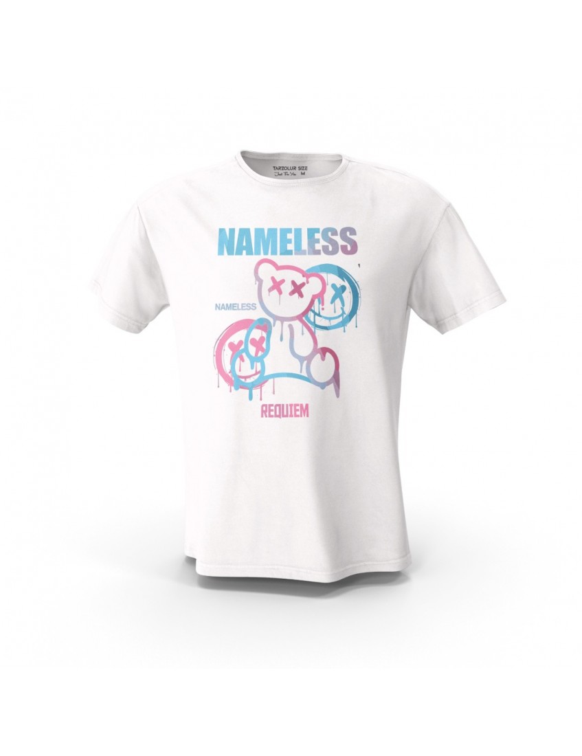 Beyaz Nameless Teddy Bear Baskılı Tasarım Unisex Pamuk Tişört