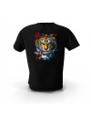 Siyah Tiger Ön ve Sırt Baskılı Tasarım Unisex Pamuk Tişört