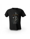 Siyah Skull Kuru Kafa Gizemli Baskılı Tasarım Unisex Pamuk Tişört