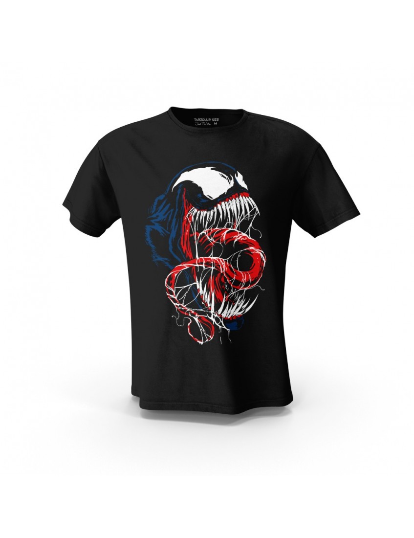 Siyah Cool Venom TLS  Baskılı Tasarım Unisex Pamuk Tişört