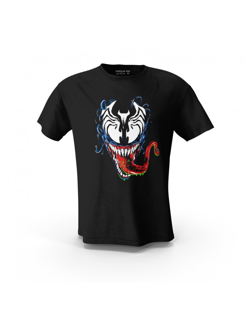 Siyah Venom Ön V2  Baskılı Tasarım Unisex Pamuk Tişört