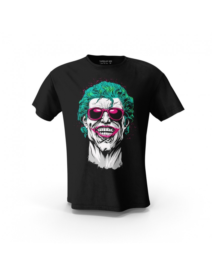 Siyah Joker Anime Baskılı Tasarım Unisex Pamuk Tişört