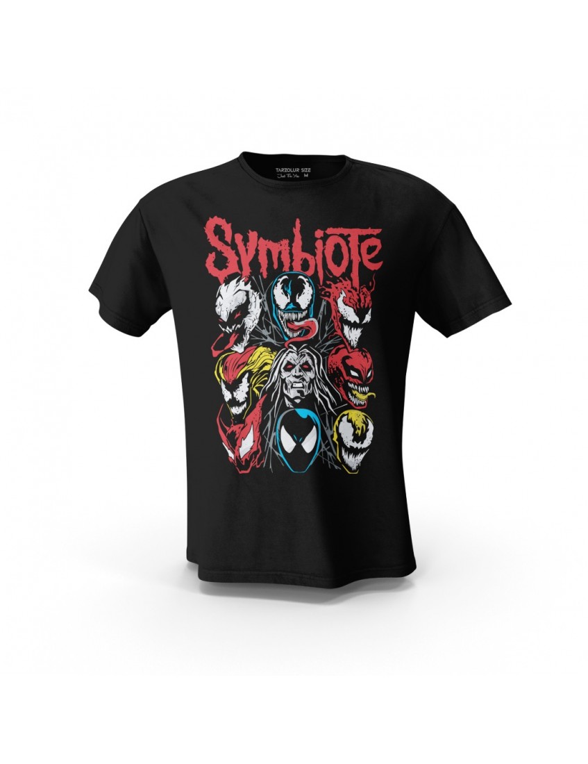Siyah Symbiote Anime Baskılı Tasarım Unisex Pamuk Tişört