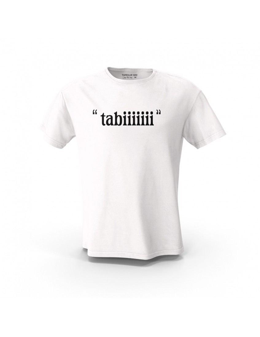Beyaz Espirili Söz Tabiiii  Tasarım Sırt Baskılı  Unisex Pamuk Tişört