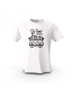  Beyaz Kamp Zamanı Woswos  Tasarım Baskılı  Unisex Pamuk Tişört