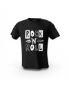 Siyah Rock N Roll VX Baskılı Tasarım Unisex Pamuk Tişört