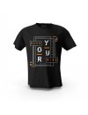 Siyah Open Your Mind Tasarım Unisex Pamuk Tişört