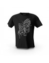Siyah Yaprak Detay Zarif Düşünce Tasarım Baskılı Tişört  Unisex Pamuk Tişört
