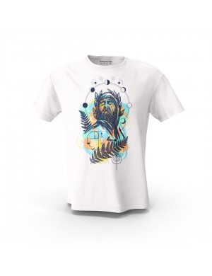  Beyaz Mito Zihin  X-y Tasarım Baskılı Unisex Pamuk Tişört