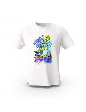  Beyaz Brooklyn The Brox Tasarım Baskılı  Unisex Pamuk Tişört