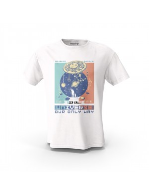  Beyaz Güneş Sistemi V2 Tasarım Baskılı  Unisex Pamuk Tişört