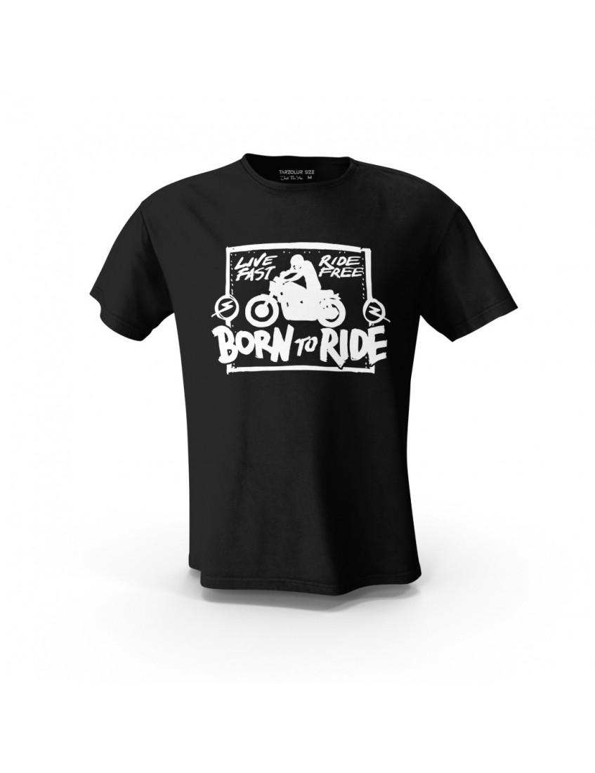 Siyah  Born To Ride MTX  Tasarım Baskılı  Unisex Pamuk Tişört