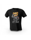 Siyah Lets Ride Teddy Bear Nw  Tasarım Baskılı Unisex Pamuk Tişört