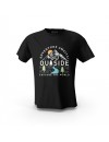 Siyah Go Out Side Adventure Tasarım Baskılı Unisex Pamuk Tişört