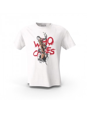  Beyaz Who Cares Tasarım Baskılı  Unisex Pamuk Tişört 