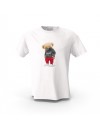Beyaz Hello Teddy Kırmızı Detay Tasarım Baskılı  Unisex Pamuk Tişört