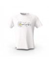 Beyaz Spiring Papatya Detay Tasarım Baskılı  Unisex Pamuk Tişört