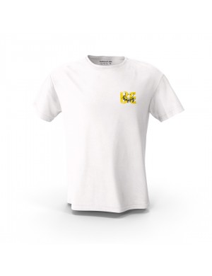  Beyaz Be Happy Smiley Sol Gögüs  Tasarım Baskılı  Unisex Pamuk Tişört 