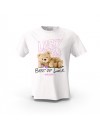 Beyaz Best Of Luck Teddy Bear Tasarım Baskılı  Unisex Pamuk Tişört