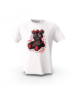  Beyaz Young HeartLeSs Teddy Bear Tasarım Baskılı  Unisex Pamuk Tişört 