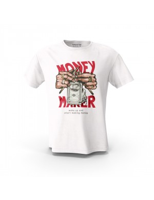  Beyaz Money Makar Nw Tasarım Baskılı  Unisex Pamuk Tişört 