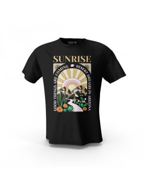  Siyah SunRise Good Things Tasarım Baskılı Unisex Pamuk Tişört