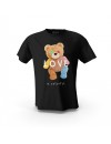 Siyah Love İs Colorful Teddy Bear Tasarım Baskılı Unisex Pamuk Tişört