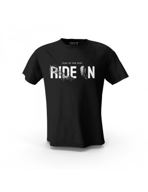  Siyah Ride On Biker  VX Tasarım Baskılı Motosiklet Tişört  Unisex Pamuk Tişört