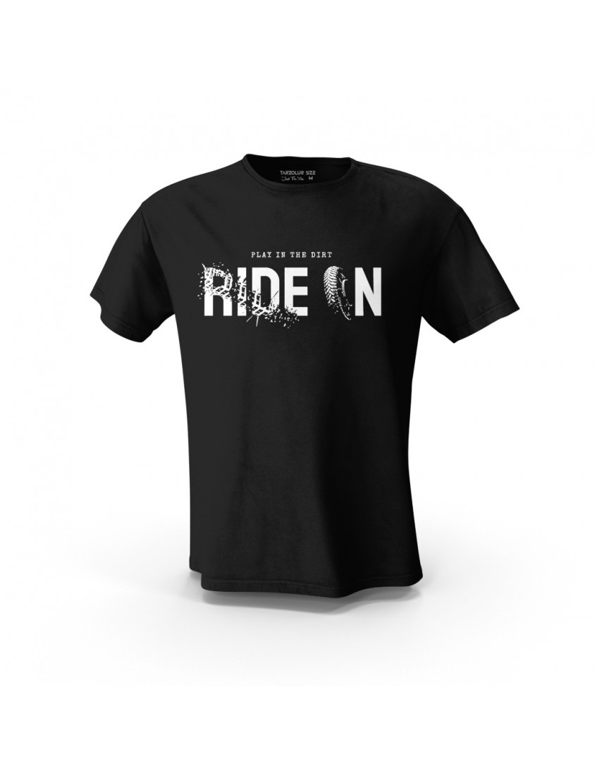 Siyah Ride On Biker  VX Tasarım Baskılı Motosiklet Tişört  Unisex Pamuk Tişört