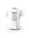 Beyaz Save The World Teddy Bear Tasarım Baskılı  Unisex Pamuk Tişört