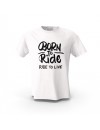 Beyaz Born To Ride Siyah Yazı Tasarım Baskılı Motosiklet Tişört  Unisex Pamuk Tişört