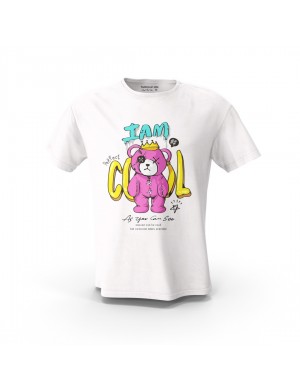  Beyaz Im Cool Teddy Bear KDX  Tasarım Baskılı  Unisex Pamuk Tişört 