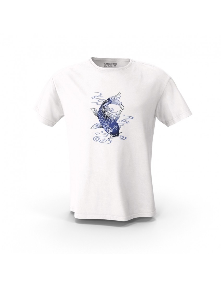 Beyaz Burç ve Balık  ATX Tasarım Baskılı  Unisex Pamuk Tişört