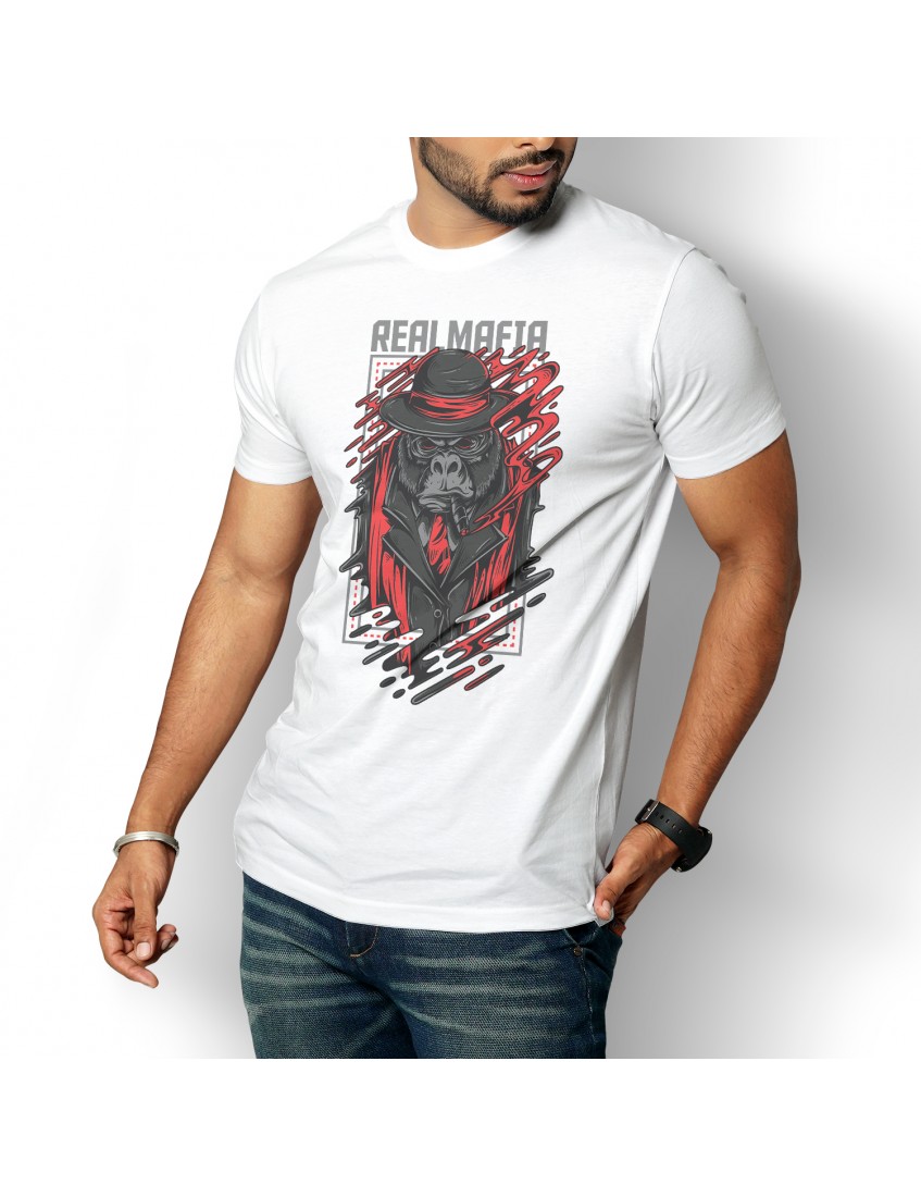 Real Mafia Beyaz Unisex Pamuk Tişört BDKTISORT019 Real Mafia Beyaz Unisex Pamuk Tişört BDKTISORT019