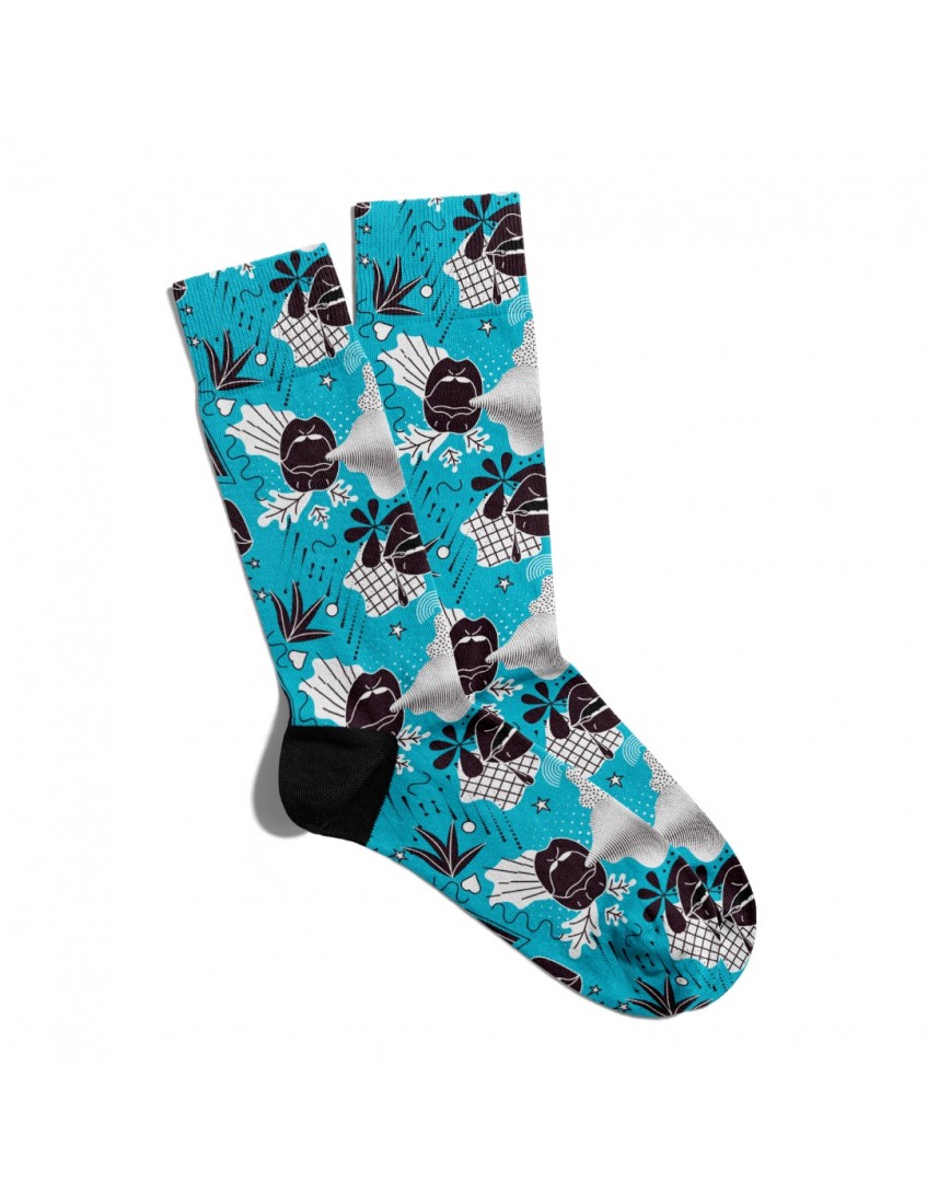 Eğlenceli Çorap Unisex Best Flower Lips Turkuaz Baskılı Çorap ECSOKET006 Eğlenceli Çorap Unisex Best Flower Lips Turkuaz Baskılı Çorap ECSOKET006