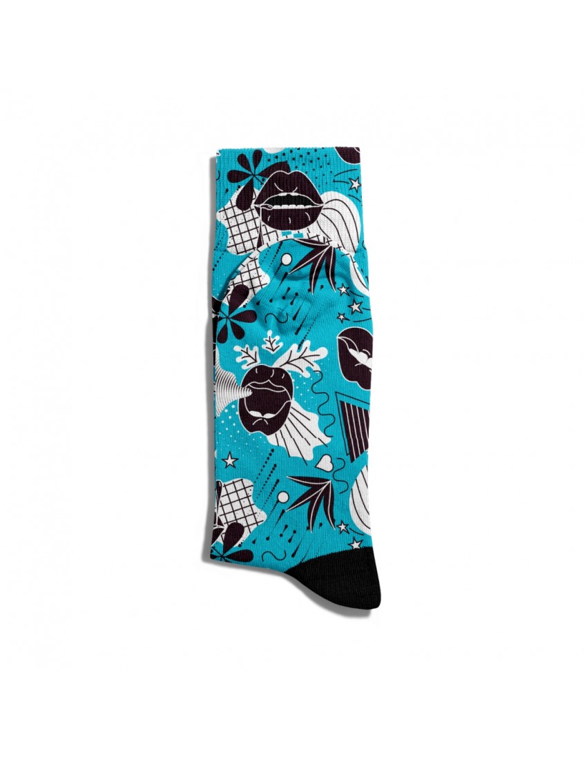 Eğlenceli Çorap Unisex Best Flower Lips Turkuaz Baskılı Çorap ECSOKET006 Eğlenceli Çorap Unisex Best Flower Lips Turkuaz Baskılı Çorap ECSOKET006