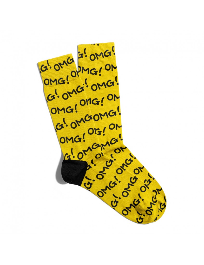 Eğlenceli Çorap Unisex Sevimli Sarı Omg PopArt Baskılı Çorap ECSOKET009