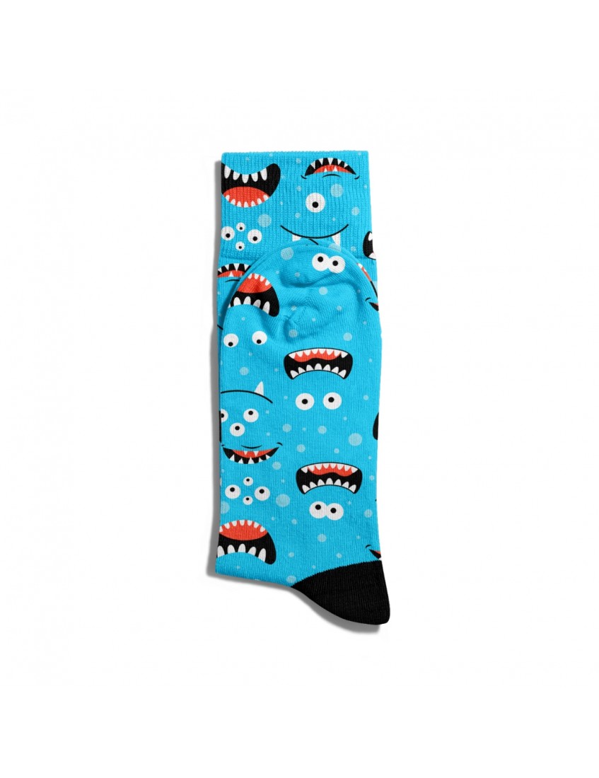Eğlenceli Çorap Unisex Monster Smile Turkuaz  Baskılı Çorap ECSOKET023