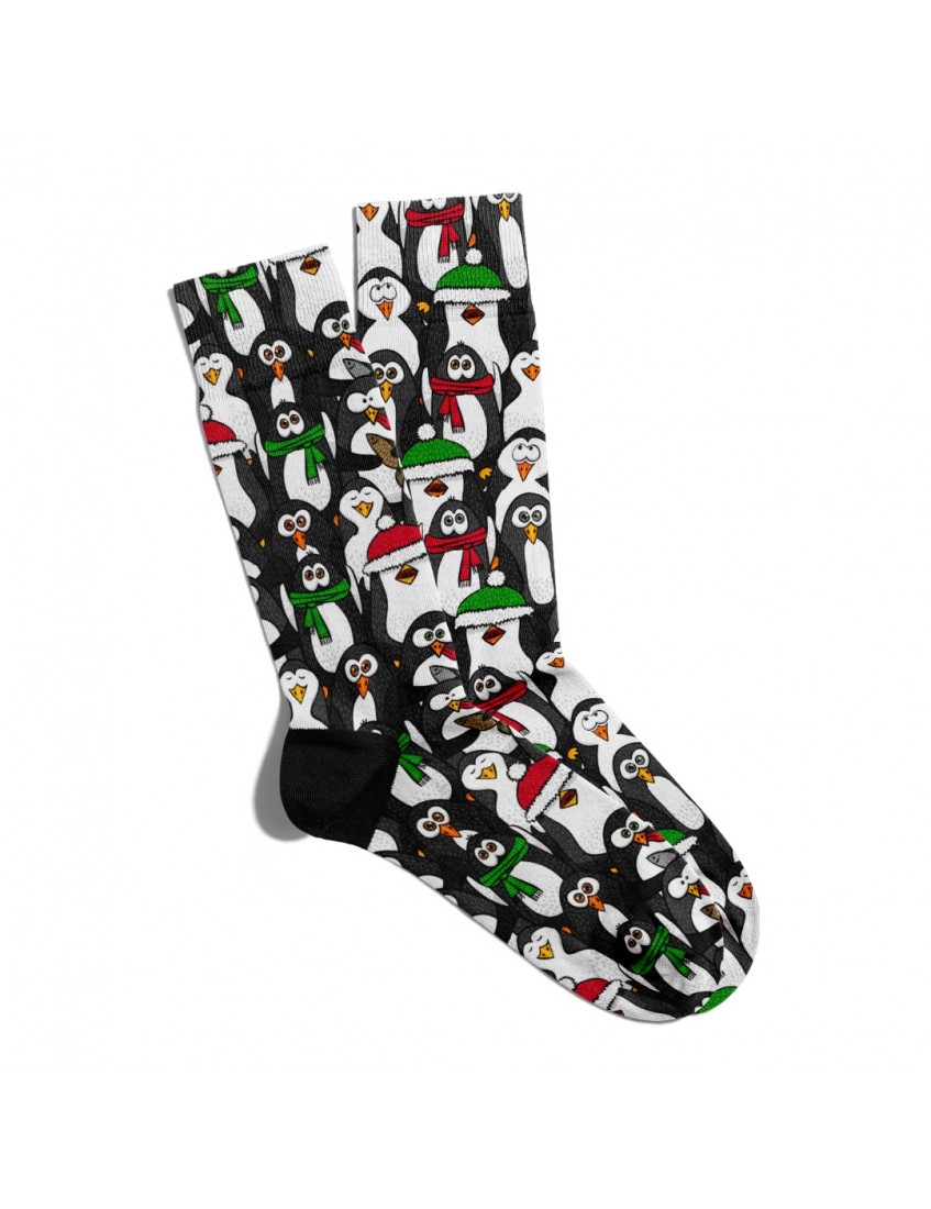 Eğlenceli Çorap Unisex  Sevimli Penguen Noel Baskılı Çorap ECSOKET025