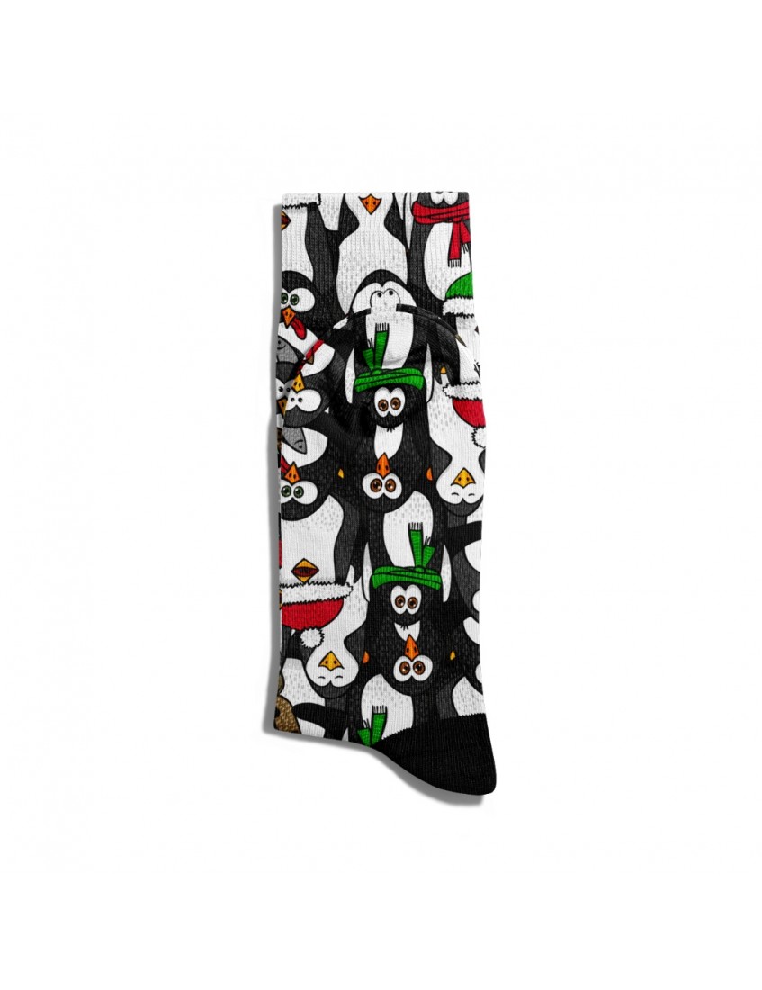 Eğlenceli Çorap Unisex  Sevimli Penguen Noel Baskılı Çorap ECSOKET025