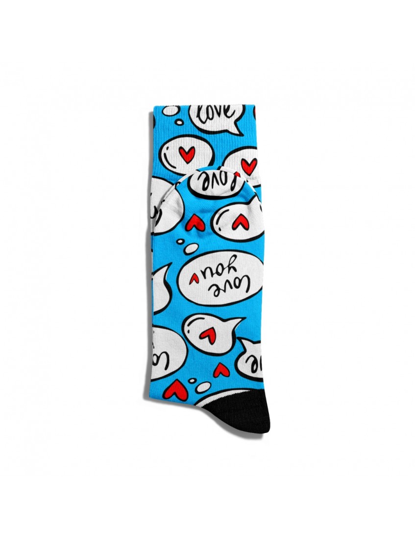 Eğlenceli Çorap Unisex Love You Popart Baskılı Çorap ECSOKET030