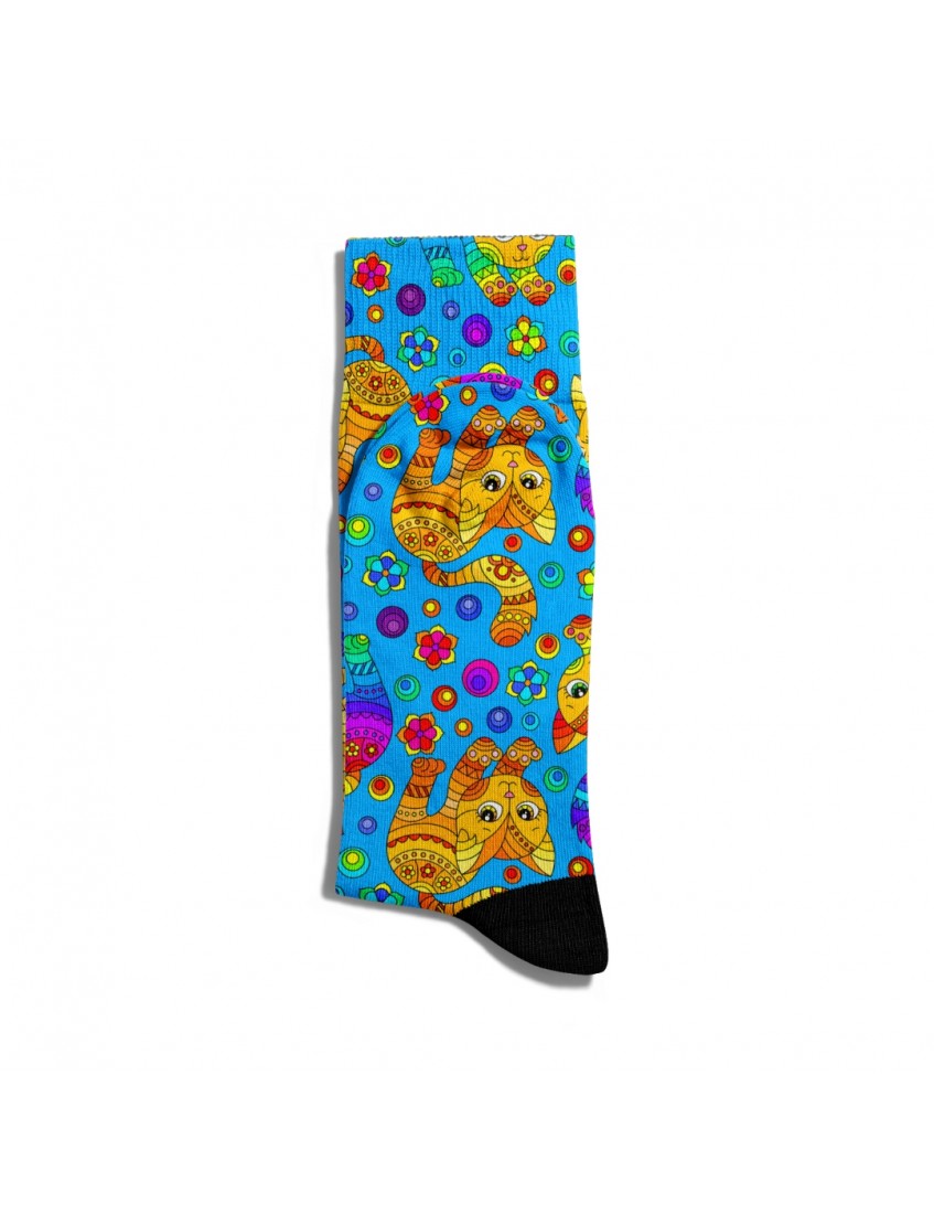 Eğlenceli Çorap Unisex Ny Mavi Sevimli Kedi Baskılı Çorap ECSOKET038 Eğlenceli Çorap Unisex Ny Mavi Sevimli Kedi Baskılı Çorap ECSOKET038