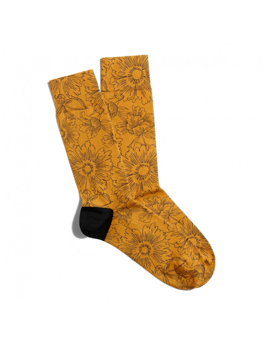 Eğlenceli Çorap Unisex Sarı Çiçek Desen Baskılı Çorap ECSOKET051 Eğlenceli Çorap Unisex Sarı Çiçek Desen Baskılı Çorap ECSOKET051